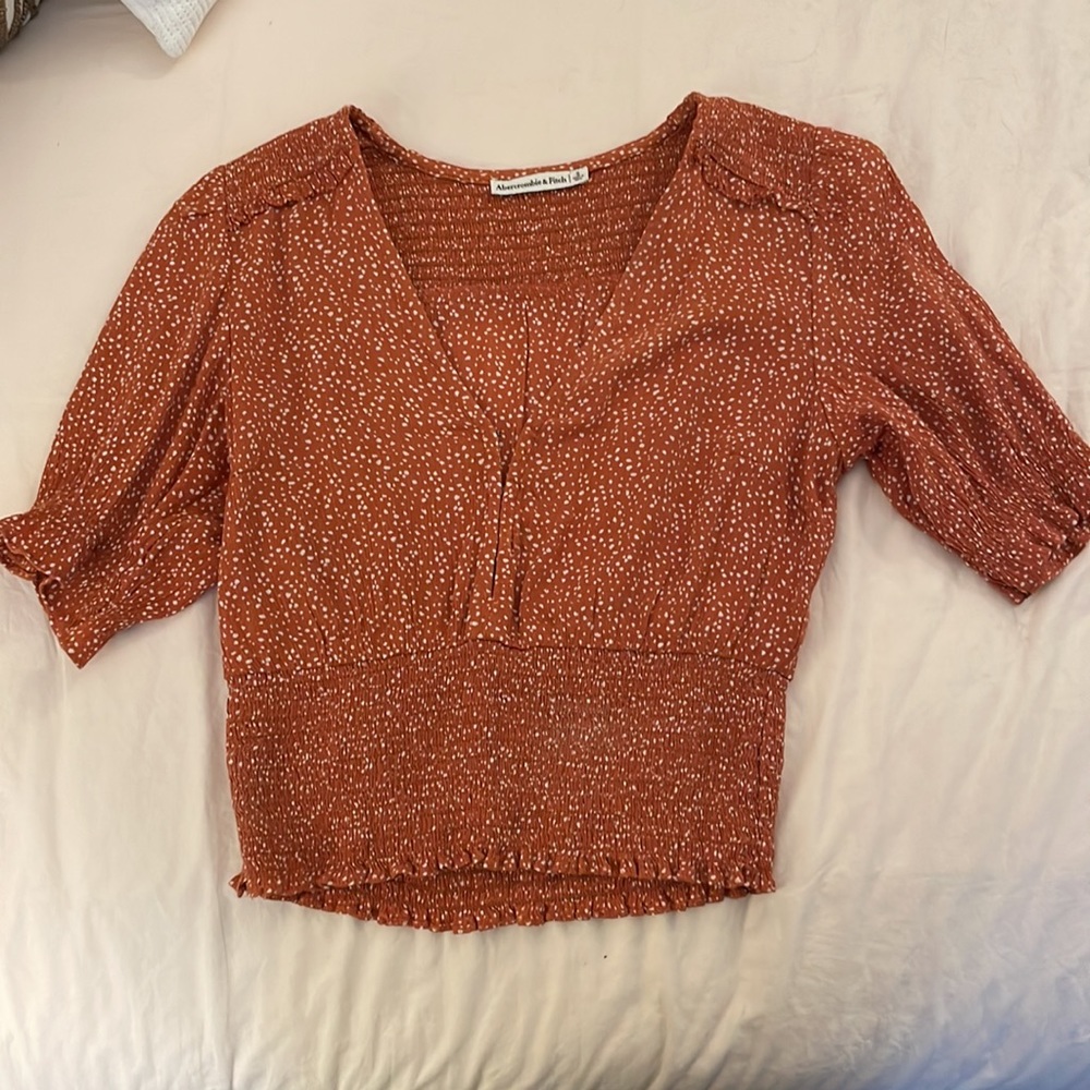 Abercrombie polka dot orange top